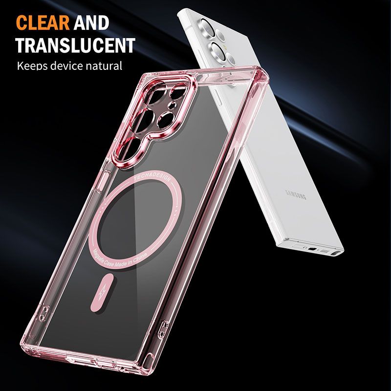 Magnetic Transparent Phone Case For Samsung Galaxy S24 S23 Ultra S24 S23 Plus S23 S24 Fall prevention Lens Film Protective Case