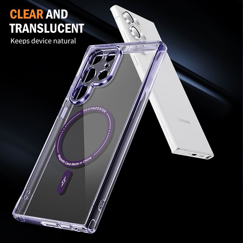 Magnetic Transparent Phone Case For Samsung Galaxy S24 S23 Ultra S24 S23 Plus S23 S24 Fall prevention Lens Film Protective Case