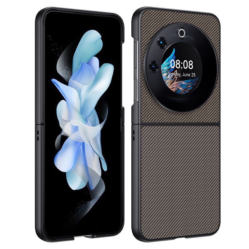 PC Material Carbon Fiber Phone Case For Tecno Phantom V Flip Fall Prevention Leather Protect Case