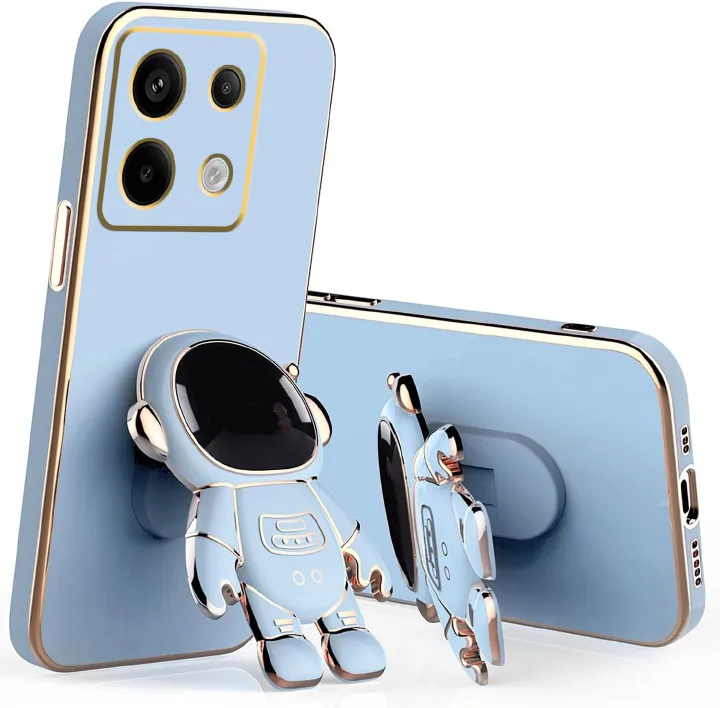 Phone Cover for Xiaomi Redmi 13C,Note 13 Pro Plus 5G,Redmi Note 13 Pro 4G Plated Astronaut Concealment Stand Silicone Soft TPU Shock Bumper Cover