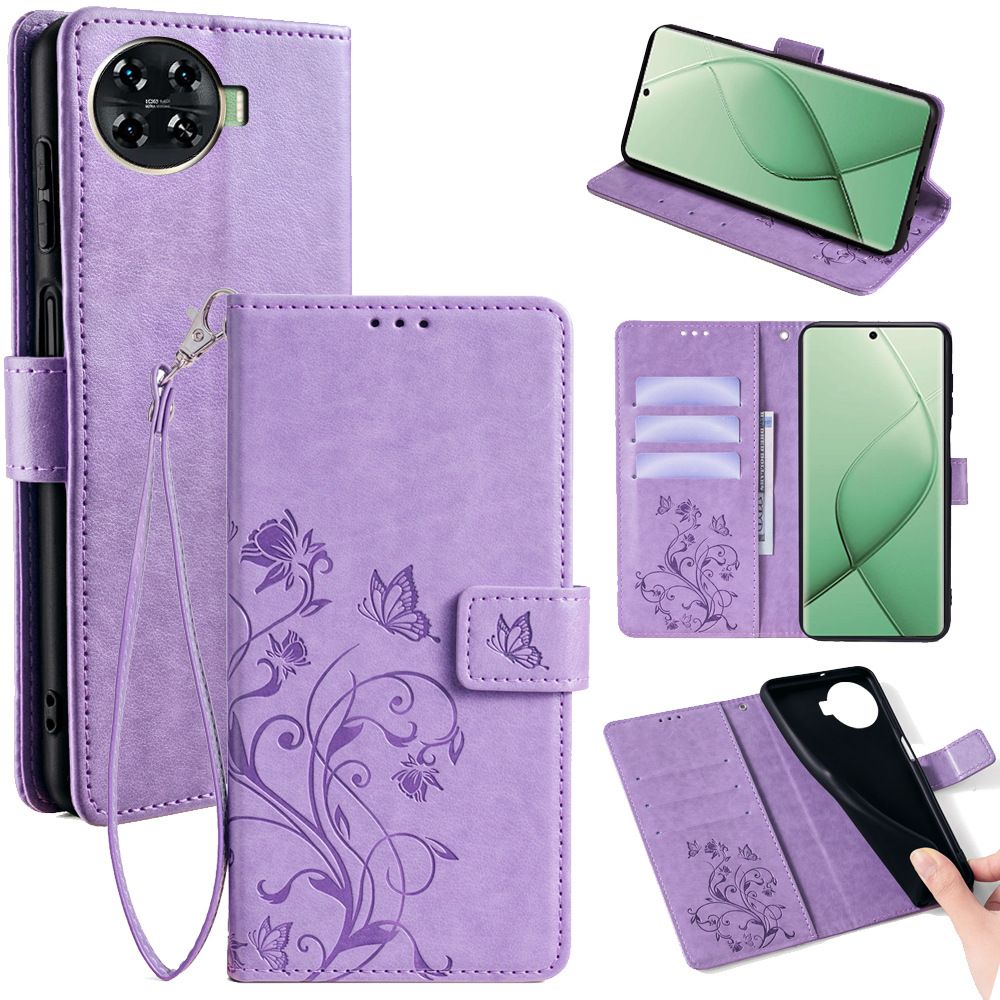 Wallet Leather Cover for Tecno Spark 20 Pro Plus Case Card Slots Magnetic Closure Shockproof Cover with Hand Strap