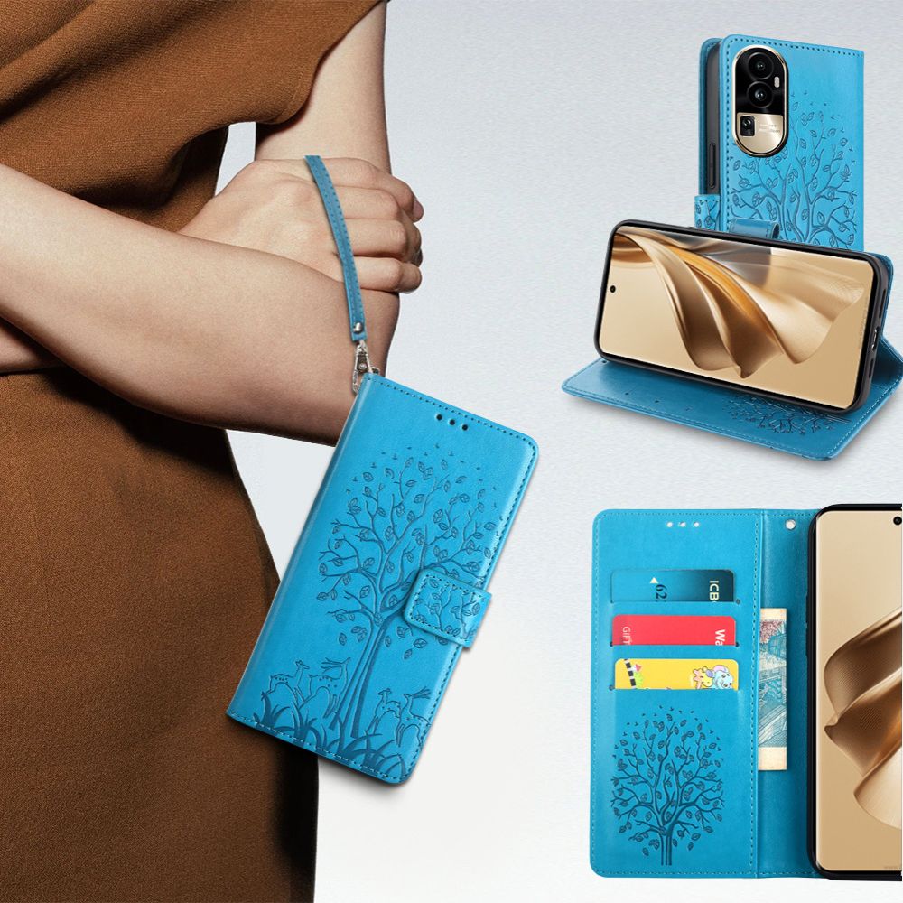 Wallet Leather Cover For OPPO Reno 12 Pro 12F 11F 11 10 9 8 8T 5F 7 6 5 Pro Case Card Slots Magnetic Closure Shockproof Cover with Hand Strap