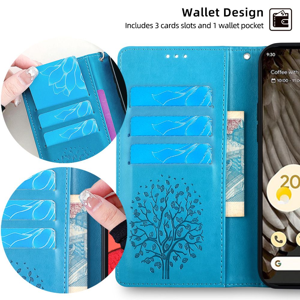 Wallet Leather Cover For Google Pixel 8 7 6 Pro 8A 7A 6A 5A 4A 3A 5 4 3 XL  Case Card Slots Magnetic Closure Shockproof Cover with Hand Strap
