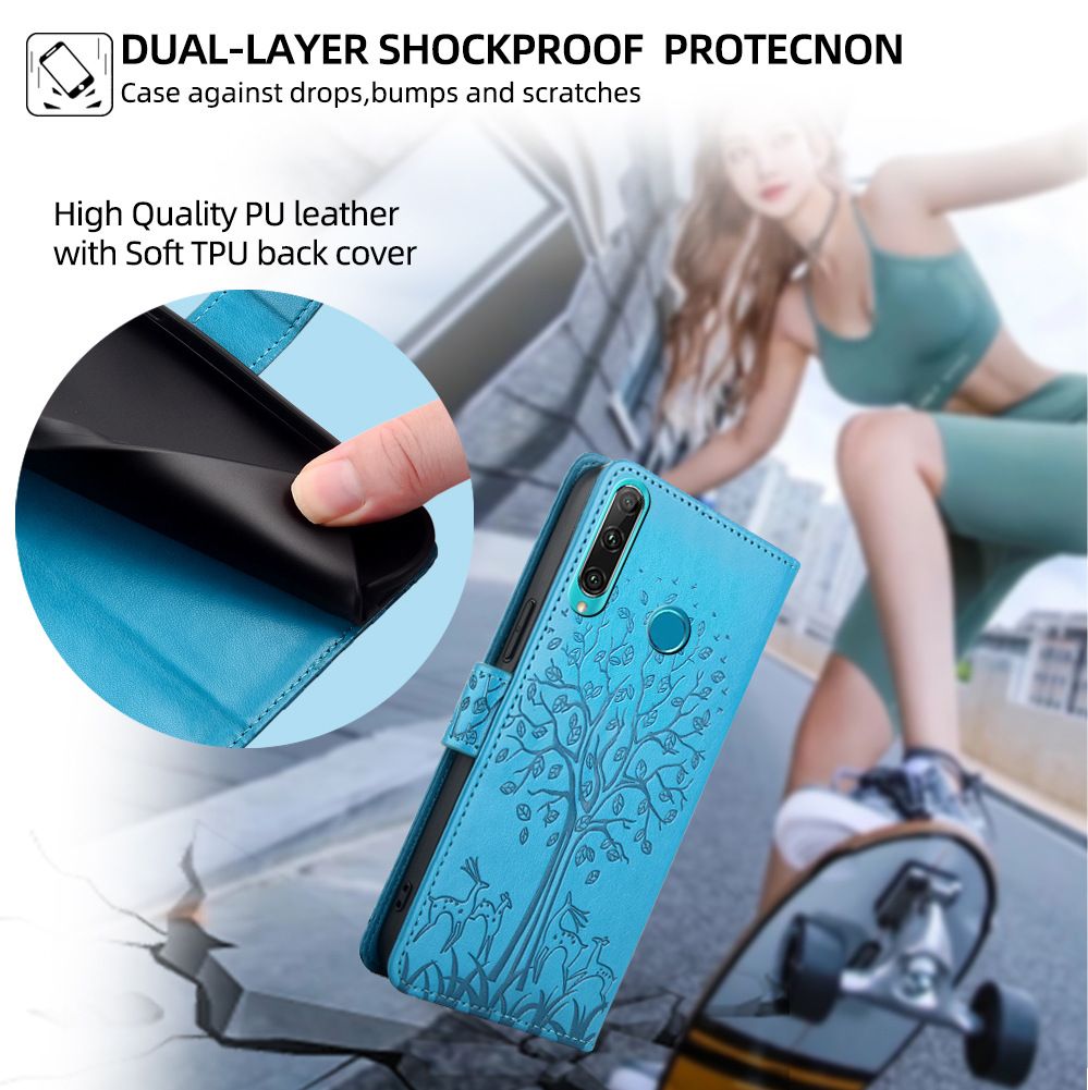 Wallet Leather Cover For Huawei Y9 Prime 2019 Y9 Y7 Y6 Y5 P Smart Y7A Y8P Y9A Y8S Y7P Y6P Y5P Case Card Slots Magnetic Closure Shockproof Cover with Hand Strap