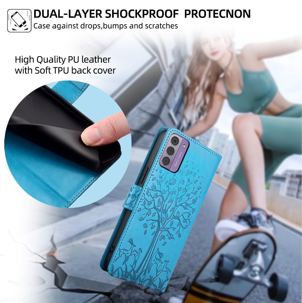 Wallet Leather Cover For Nokia G42 G50 G22 G60 G21 G11 G20 G10 6.3 G400 G300 X30 X20 X10 X100 C300 C30 C22 C12 Plus C110 C20 Plus C01 Plus C21 C31 C20 C10 C200 C100 Magnetic Closure with Hand Strap
