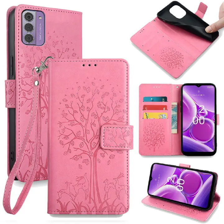 Wallet Leather Cover For Nokia G42 G50 G22 G60 G21 G11 G20 G10 6.3 G400 G300 X30 X20 X10 X100 C300 C30 C22 C12 Plus C110 C20 Plus C01 Plus C21 C31 C20 C10 C200 C100 Magnetic Closure with Hand Strap