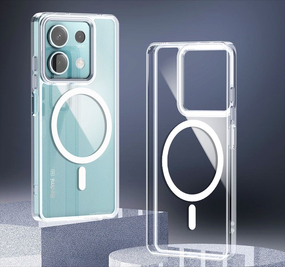 Magnetic High Transparency Acrylic Phone Case For Xiaomi Redmi Note 13 Pro 13 5G 4G 13 Pro+ A3 13C 12C 12 Xiaomi Poco X6 M6 Pro Metal Lens Circle Shockproof Bumper Cover