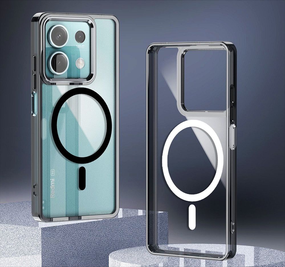 Magnetic High Transparency Acrylic Phone Case For Xiaomi Redmi Note 13 Pro 13 5G 4G 13 Pro+ A3 13C 12C 12 Xiaomi Poco X6 M6 Pro Metal Lens Circle Shockproof Bumper Cover