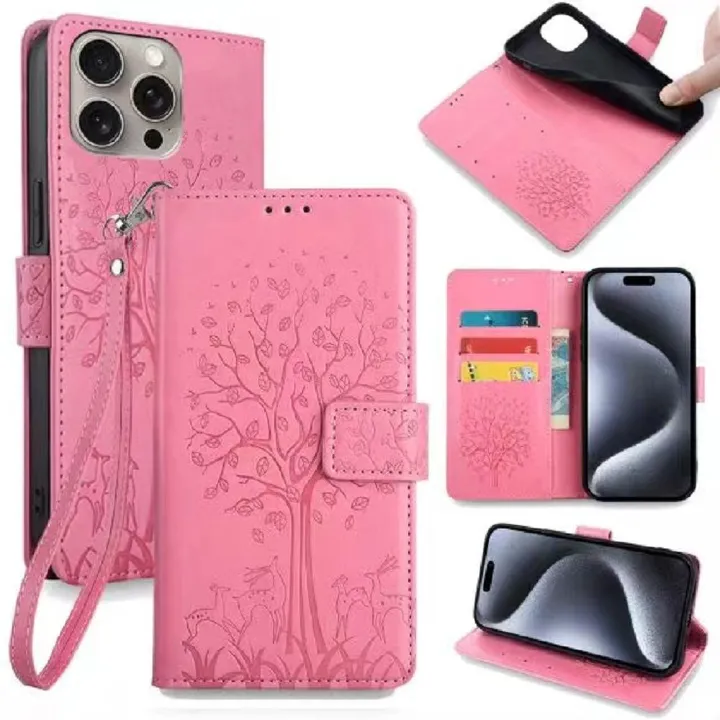 Wallet Leather Cover For iPhone 16 Plus 16e 16 Pro Max 15 Plus 14 Plus 15 14 13 12 11 Pro Max XS Max XR X 8 7 Plus Case Card Slots Magnetic Closure Shockproof Cover with Hand Strap