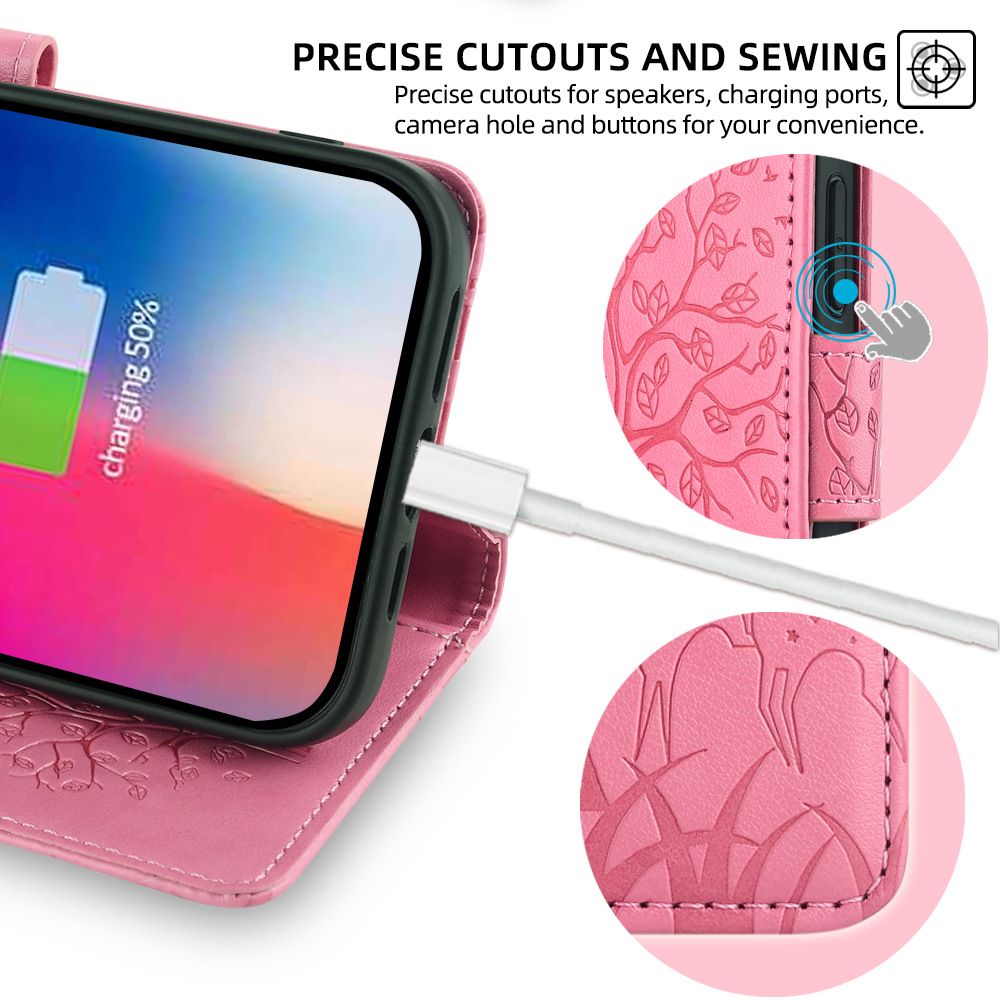 Wallet Leather Cover For iPhone 15 Plus 14 Plus 15 14 13 12 11 Pro Max XS Max XR X 8 7 Plus Case Card Slots Magnetic Closure Shockproof Cover with Hand Strap