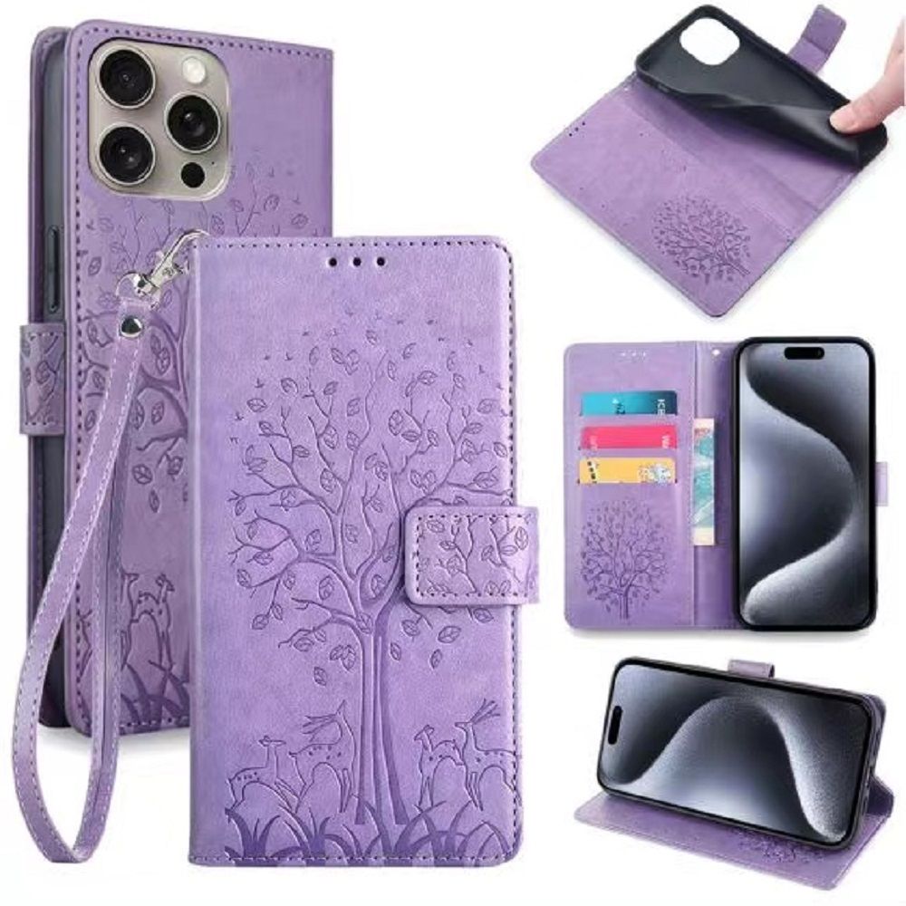 Wallet Leather Cover For iPhone 15 Plus 14 Plus 15 14 13 12 11 Pro Max XS Max XR X 8 7 Plus Case Card Slots Magnetic Closure Shockproof Cover with Hand Strap