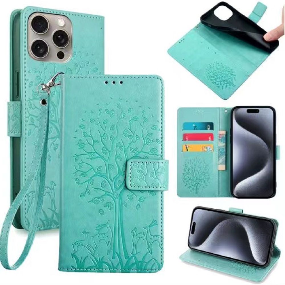 Wallet Leather Cover For iPhone 15 Plus 14 Plus 15 14 13 12 11 Pro Max XS Max XR X 8 7 Plus Case Card Slots Magnetic Closure Shockproof Cover with Hand Strap