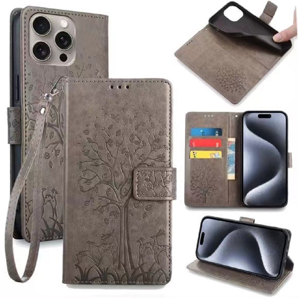 Wallet Leather Cover For iPhone 15 Plus 14 Plus 15 14 13 12 11 Pro Max XS Max XR X 8 7 Plus Case Card Slots Magnetic Closure Shockproof Cover with Hand Strap