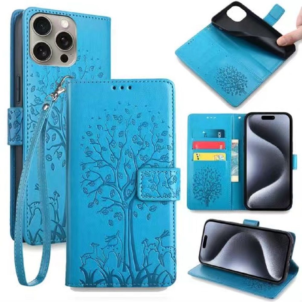 Wallet Leather Cover For iPhone 15 Plus 14 Plus 15 14 13 12 11 Pro Max XS Max XR X 8 7 Plus Case Card Slots Magnetic Closure Shockproof Cover with Hand Strap