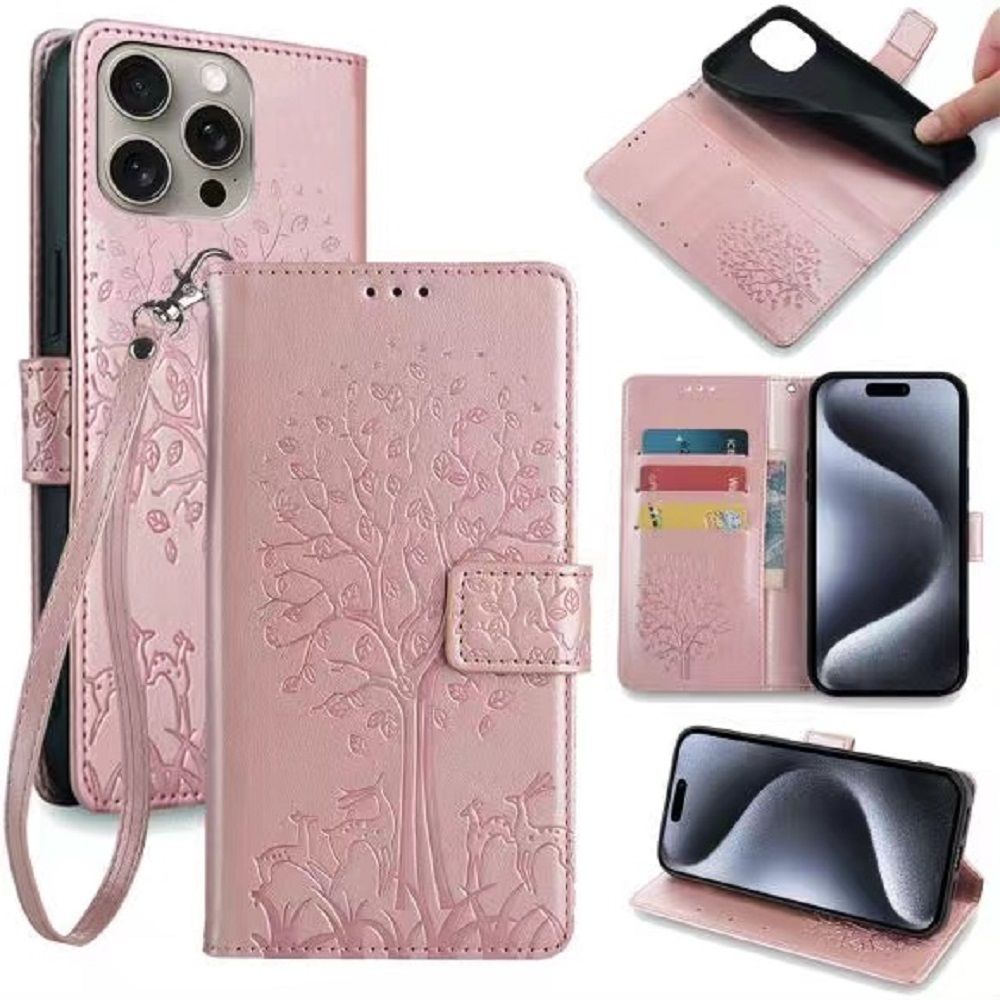 Wallet Leather Cover For iPhone 15 Plus 14 Plus 15 14 13 12 11 Pro Max XS Max XR X 8 7 Plus Case Card Slots Magnetic Closure Shockproof Cover with Hand Strap