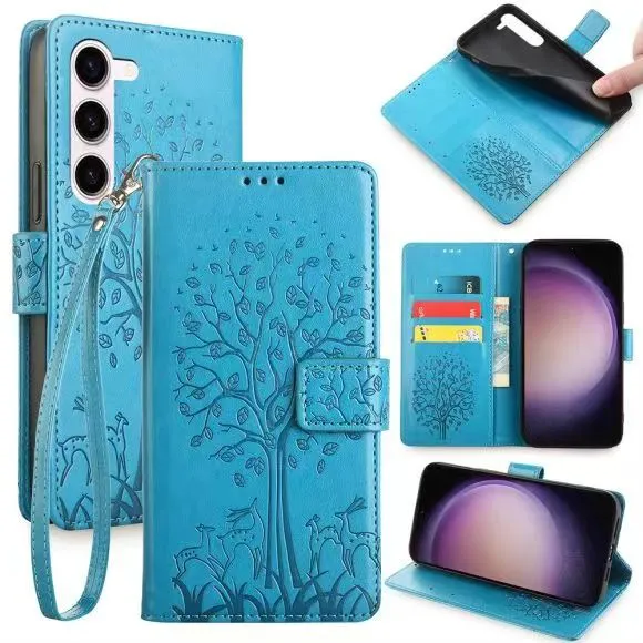 Wallet Leather Cover For Samsung Galaxy S24 S23 S22 S21 S20 Ultra S23 FES24 S23 S22 S21 Plus Note 20 Ulta 10 Plus 10 Lite 9 8 S10 Lite S9 S8 Plus S7 Edge Magnetic Closure with Hand Strap