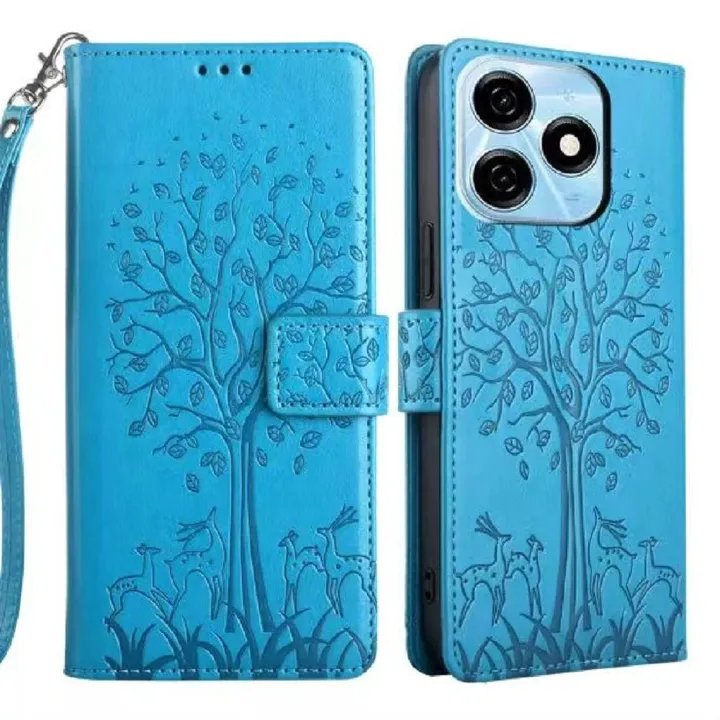 Wallet Leather Cover For Infinix Hot 40 Pro 40i 40 30 30i 30 Pro 30 20 12 Play 20s 20i 12i 11s 11 Play 10 Lite 9 Magnetic Closure with Hand Strap