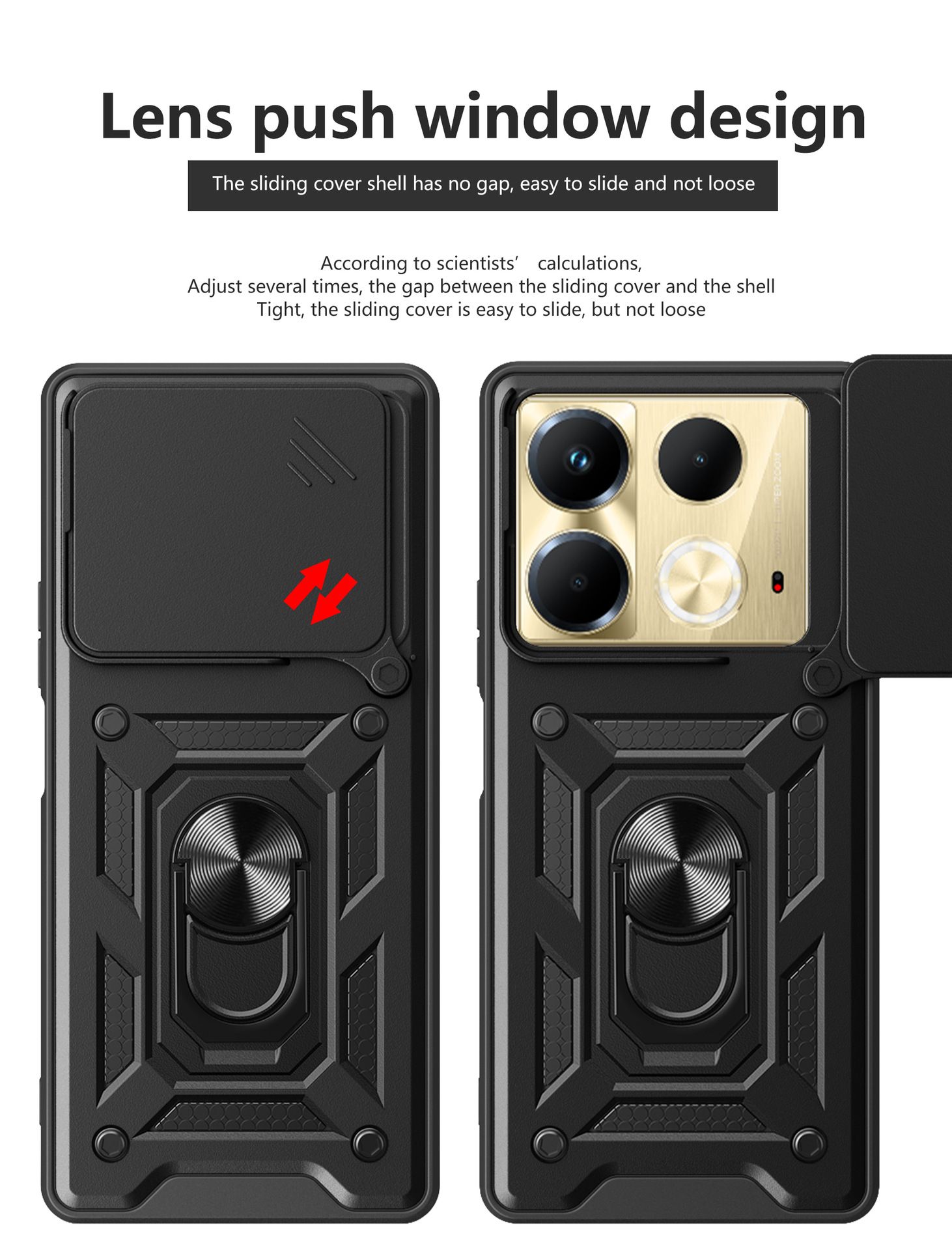 Sliding Camera Cover for Infinix Note 40 4G Phone Case Rugged Military Grade Shockproof with Stand Holder
