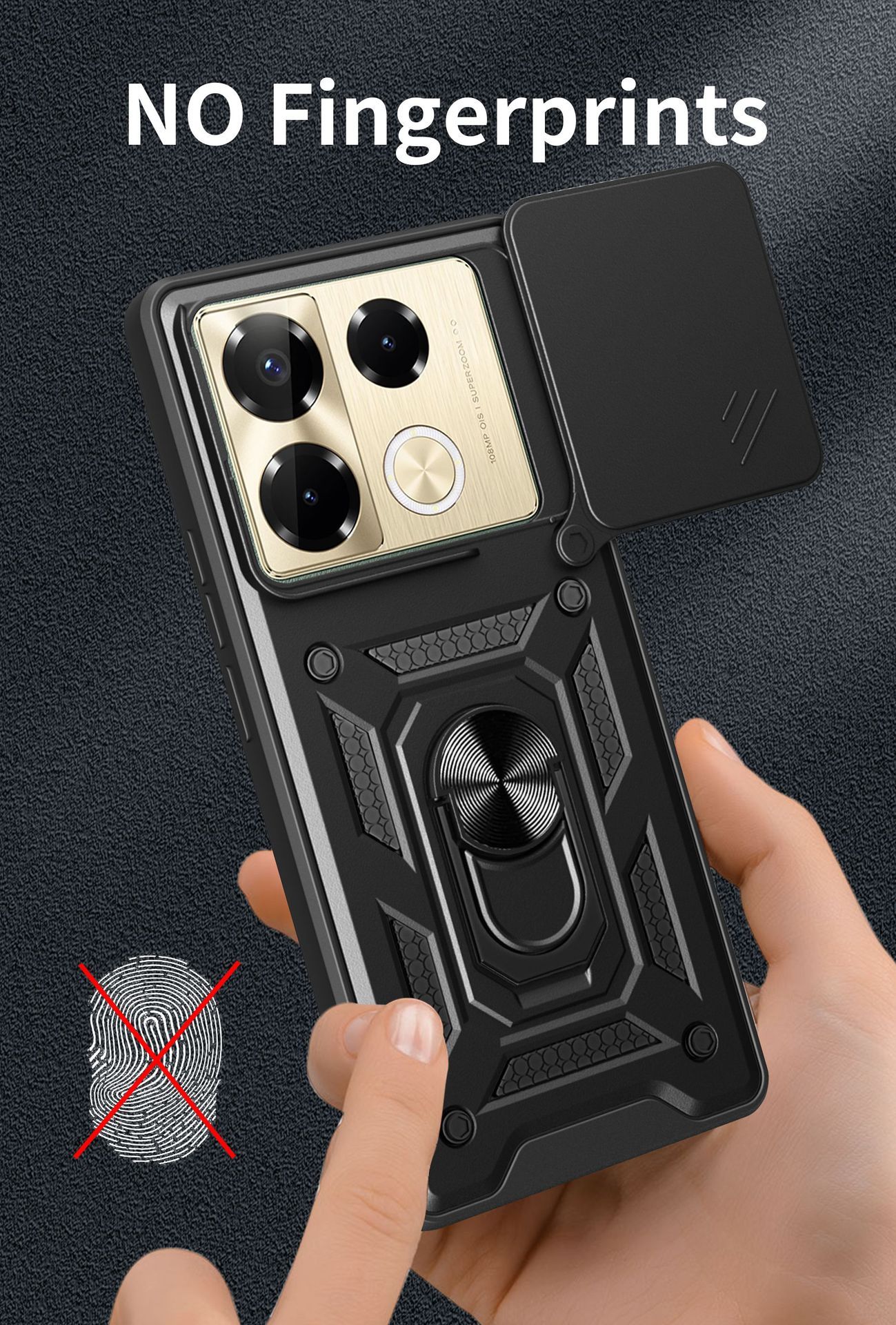 Sliding Camera Cover for Infinix Note 40 Pro 5G/Pro Plus 5G Phone Case Rugged Military Grade Shockproof with Stand Holder