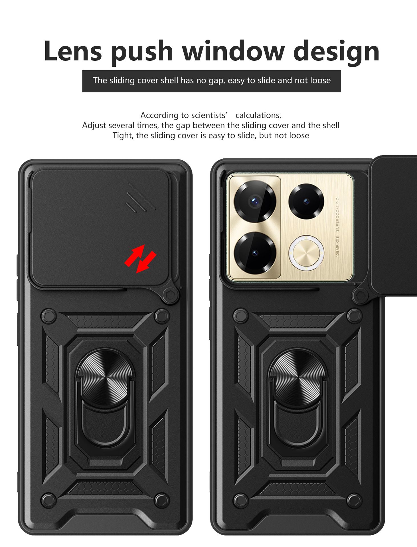 Sliding Camera Cover for Infinix Note 40 Pro 5G/Pro Plus 5G Phone Case Rugged Military Grade Shockproof with Stand Holder