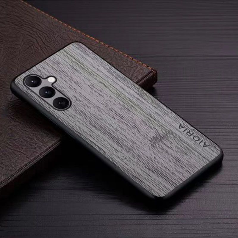 Made Of Bamboo Leather Phone Case For Samsung Galaxy M15 F15 M55 C55 M35 M54 M34 M14 F54 F34 M53 M52 M33 M23 M13 F13 F23 M32 Soft TPU Around The Edge Hard PC At The Back 3in1 material