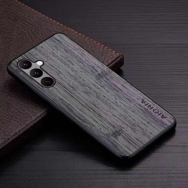 Made Of Bamboo Leather Phone Case For Samsung Galaxy M15 F15 M55 C55 M35 M54 M34 M14 F54 F34 M53 M52 M33 M23 M13 F13 F23 M32 Soft TPU Around The Edge Hard PC At The Back 3in1 material