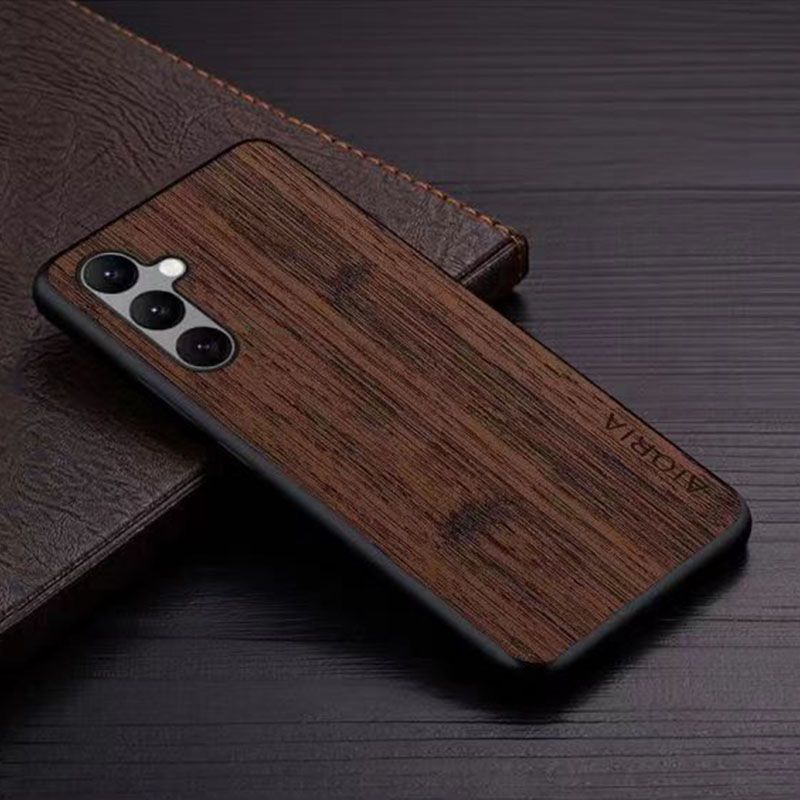 Made Of Bamboo Leather Phone Case For Samsung Galaxy M15 F15 M55 C55 M35 M54 M34 M14 F54 F34 M53 M52 M33 M23 M13 F13 F23 M32 Soft TPU Around The Edge Hard PC At The Back 3in1 material
