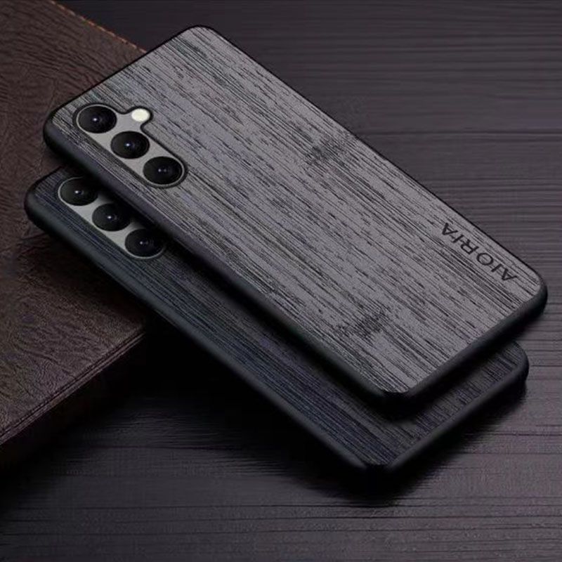 Made Of Bamboo Leather Phone Case For Samsung Galaxy M15 F15 M55 C55 M35 M54 M34 M14 F54 F34 M53 M52 M33 M23 M13 F13 F23 M32 Soft TPU Around The Edge Hard PC At The Back 3in1 material