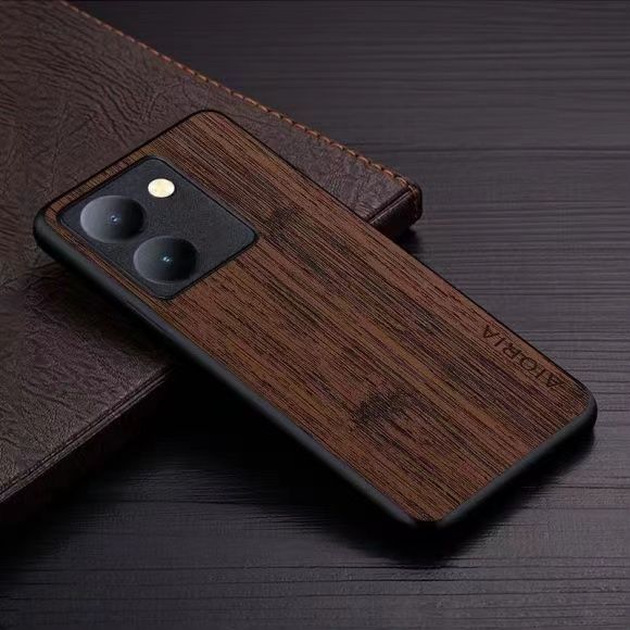 Made of bamboo Leather Phone Case for Vivo Y27s Y36 Y02 Y01 Y33s Y21s Y21 Y15a Y15s Y19 Soft TPU Around The Edge Hard PC At The Back 3in1 material
