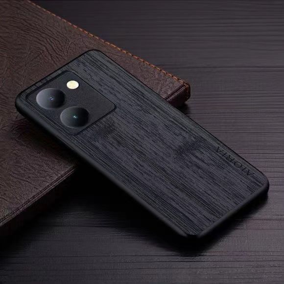 Made of bamboo Leather Phone Case for Vivo Y27s Y36 Y02 Y01 Y33s Y21s Y21 Y15a Y15s Y19 Soft TPU Around The Edge Hard PC At The Back 3in1 material