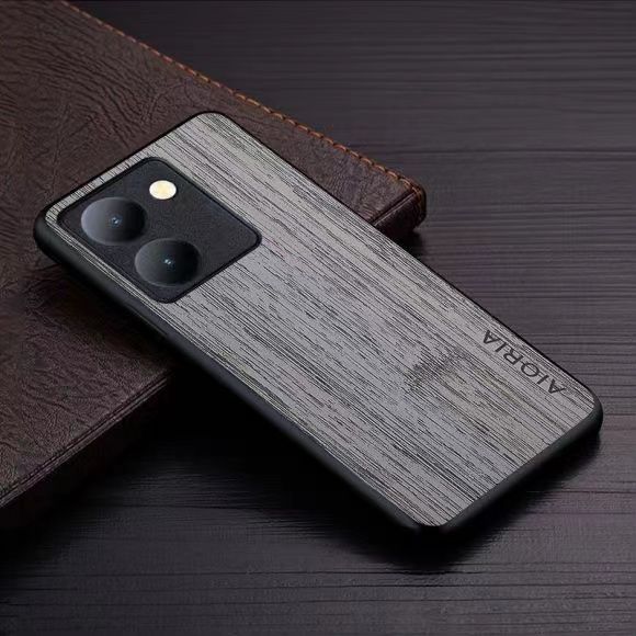 Made of bamboo Leather Phone Case for Vivo Y27s Y36 Y02 Y01 Y33s Y21s Y21 Y15a Y15s Y19 Soft TPU Around The Edge Hard PC At The Back 3in1 material