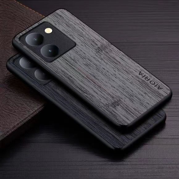 Made of bamboo Leather Phone Case for Vivo Y27s Y36 Y02 Y01 Y33s Y21s Y21 Y15a Y15s Y19 Soft TPU Around The Edge Hard PC At The Back 3in1 material