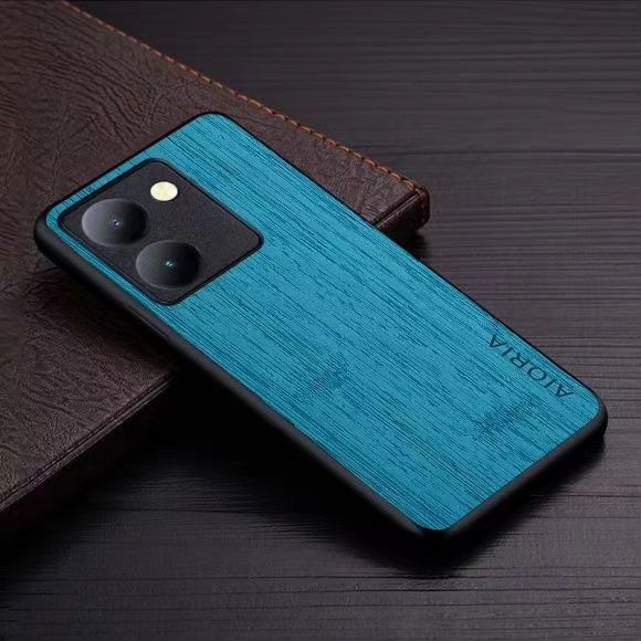 Made of bamboo Leather Phone Case for Vivo Y27s Y36 Y02 Y01 Y33s Y21s Y21 Y15a Y15s Y19 Soft TPU Around The Edge Hard PC At The Back 3in1 material