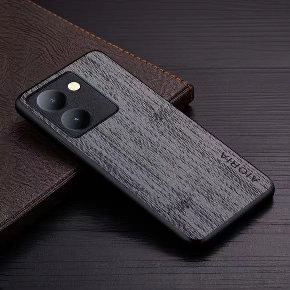 Made of bamboo Leather Phone Case for Vivo Y27s Y36 Y02 Y01 Y33s Y21s Y21 Y15a Y15s Y19 Soft TPU Around The Edge Hard PC At The Back 3in1 material