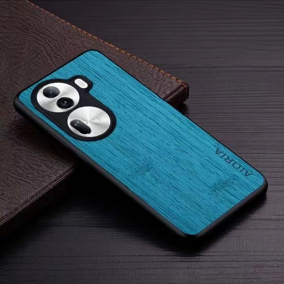 Made Of Bamboo Leather Phone Case For OPPO Reno 11 11F 10 Pro 10 Pro+ 8T Soft TPU Around The Edge Hard PC At The Back 3in1 material