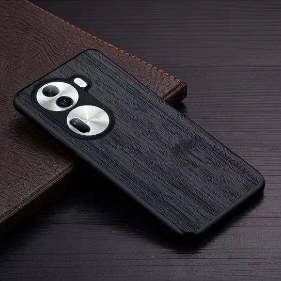 Made Of Bamboo Leather Phone Case For OPPO Reno 11 11F 10 Pro 10 Pro+ 8T Soft TPU Around The Edge Hard PC At The Back 3in1 material