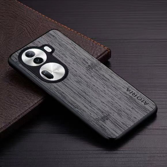 Made Of Bamboo Leather Phone Case For OPPO Reno 11 11F 10 Pro 10 Pro+ 8T Soft TPU Around The Edge Hard PC At The Back 3in1 material