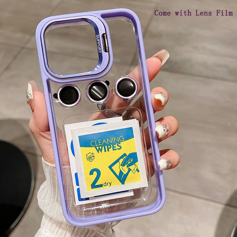 New Arrival - Phone Case for iPhone 15 14 13 12 11 Pro Max  Invisible Stand Transparent Magnetic Phone Case with Lens Film