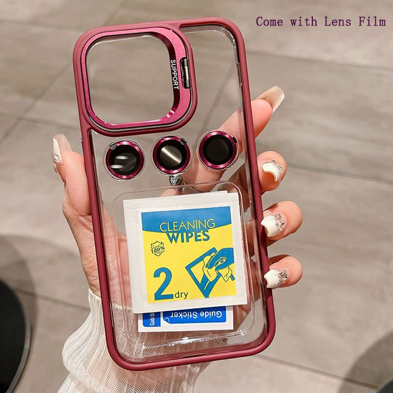 New Arrival - Phone Case for iPhone 15 14 13 12 11 Pro Max  Invisible Stand Transparent Magnetic Phone Case with Lens Film