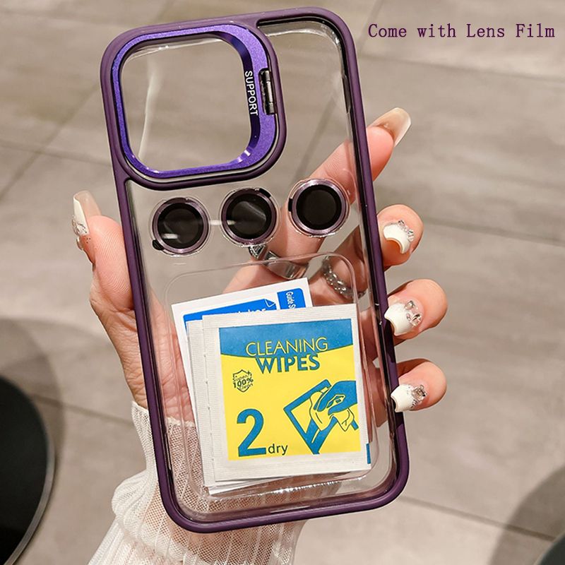 New Arrival - Phone Case for iPhone 15 14 13 12 11 Pro Max  Invisible Stand Transparent Magnetic Phone Case with Lens Film