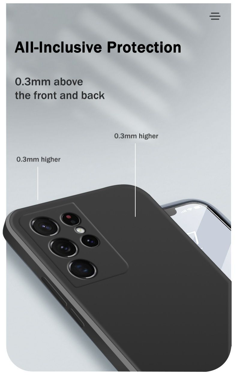 Liquid Silicone Cover for Samsung Galaxy S24 Ultra S23 S22 S21 S20 S10 Plus Note 20 8 9 10 A23 A73 A53 A14 A34 A54 A51 A71 A52 A72 Skin Sense Straight Edge Soft Case
