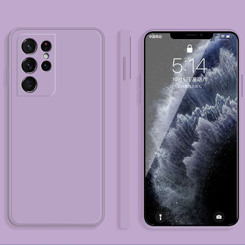 Liquid Silicone Cover for Samsung Galaxy S24 Ultra S23 S22 S21 S20 S10 Plus Note 20 8 9 10 A23 A73 A53 A14 A34 A54 A51 A71 A52 A72 Skin Sense Straight Edge Soft Case