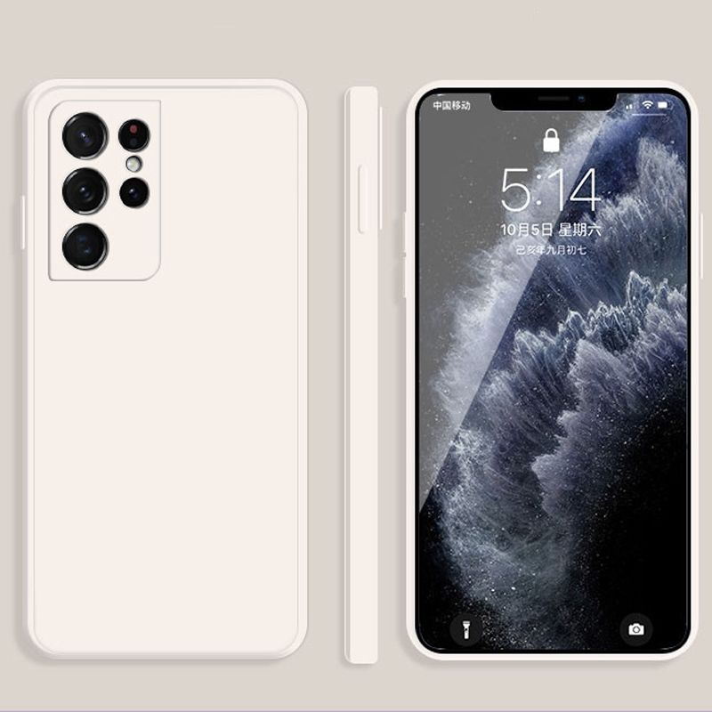 Liquid Silicone Cover for Samsung Galaxy S24 Ultra S23 S22 S21 S20 S10 Plus Note 20 8 9 10 A23 A73 A53 A14 A34 A54 A51 A71 A52 A72 Skin Sense Straight Edge Soft Case