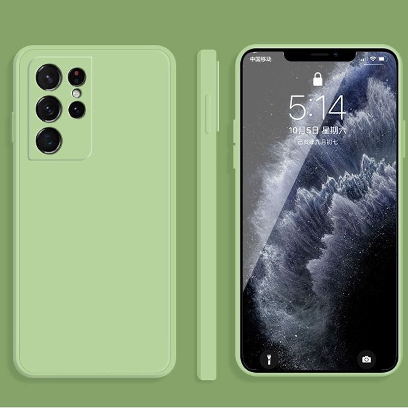 Liquid Silicone Cover for Samsung Galaxy S24 Ultra S23 S22 S21 S20 S10 Plus Note 20 8 9 10 A23 A73 A53 A14 A34 A54 A51 A71 A52 A72 Skin Sense Straight Edge Soft Case