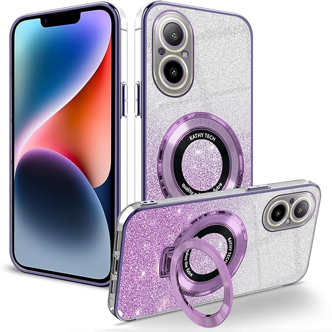 Magnetic Support Electroplate Phone Case For OPPO Realme C55 C33 C53 C35 C67 C31 C30 C30S C25Y C21Y C11 C15 C20 Glitter Powder Protective Cover