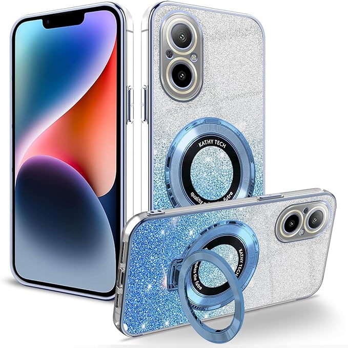 Magnetic Support Electroplate Phone Case For OPPO Realme C55 C33 C53 C35 C67 C31 C30 C30S C25Y C21Y C11 C15 C20 Glitter Powder Protective Cover