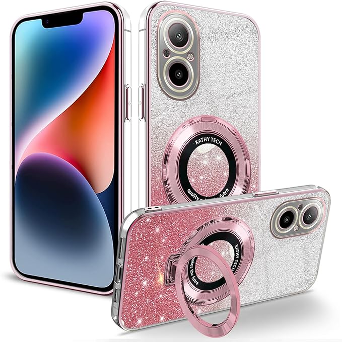 Magnetic Support Electroplate Phone Case For OPPO Realme C55 C33 C53 C35 C67 C31 C30 C30S C25Y C21Y C11 C15 C20 Glitter Powder Protective Cover