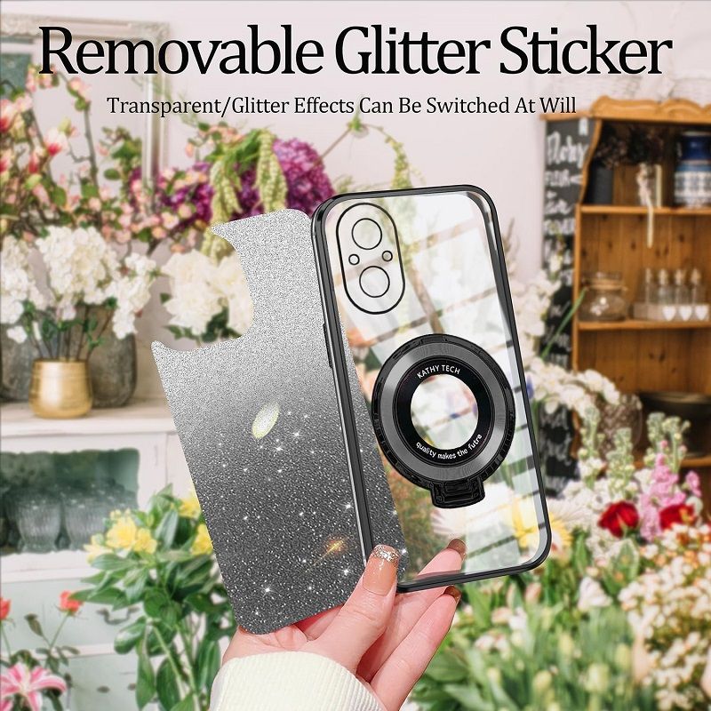 Magnetic Support Electroplate Phone Case For OPPO Realme C55 C33 C53 C35 C67 C31 C30 C30S C25Y C21Y C11 C15 C20 Glitter Powder Protective Cover