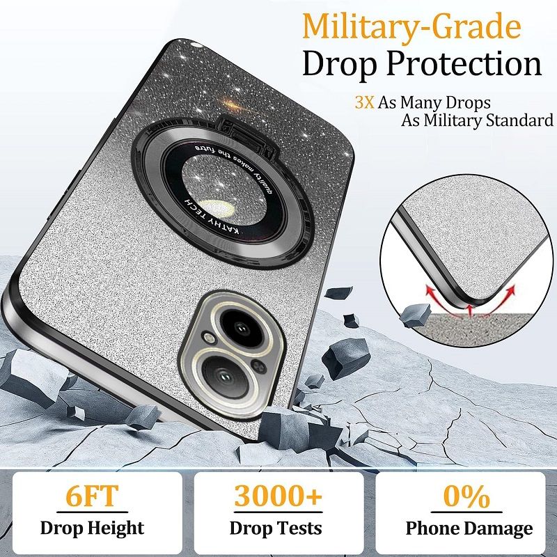 Magnetic Support Electroplate Phone Case For OPPO Realme C55 C33 C53 C35 C67 C31 C30 C30S C25Y C21Y C11 C15 C20 Glitter Powder Protective Cover