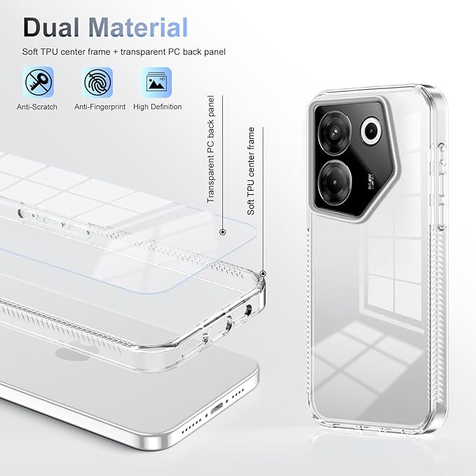 For Tecno Camon 20s Pro 5G/CK8n / Camon 20 Pro 5G/CK8n Case Cover, Transparent Hard Acrylic pc Hard Back Plate Shockproof Protective Case